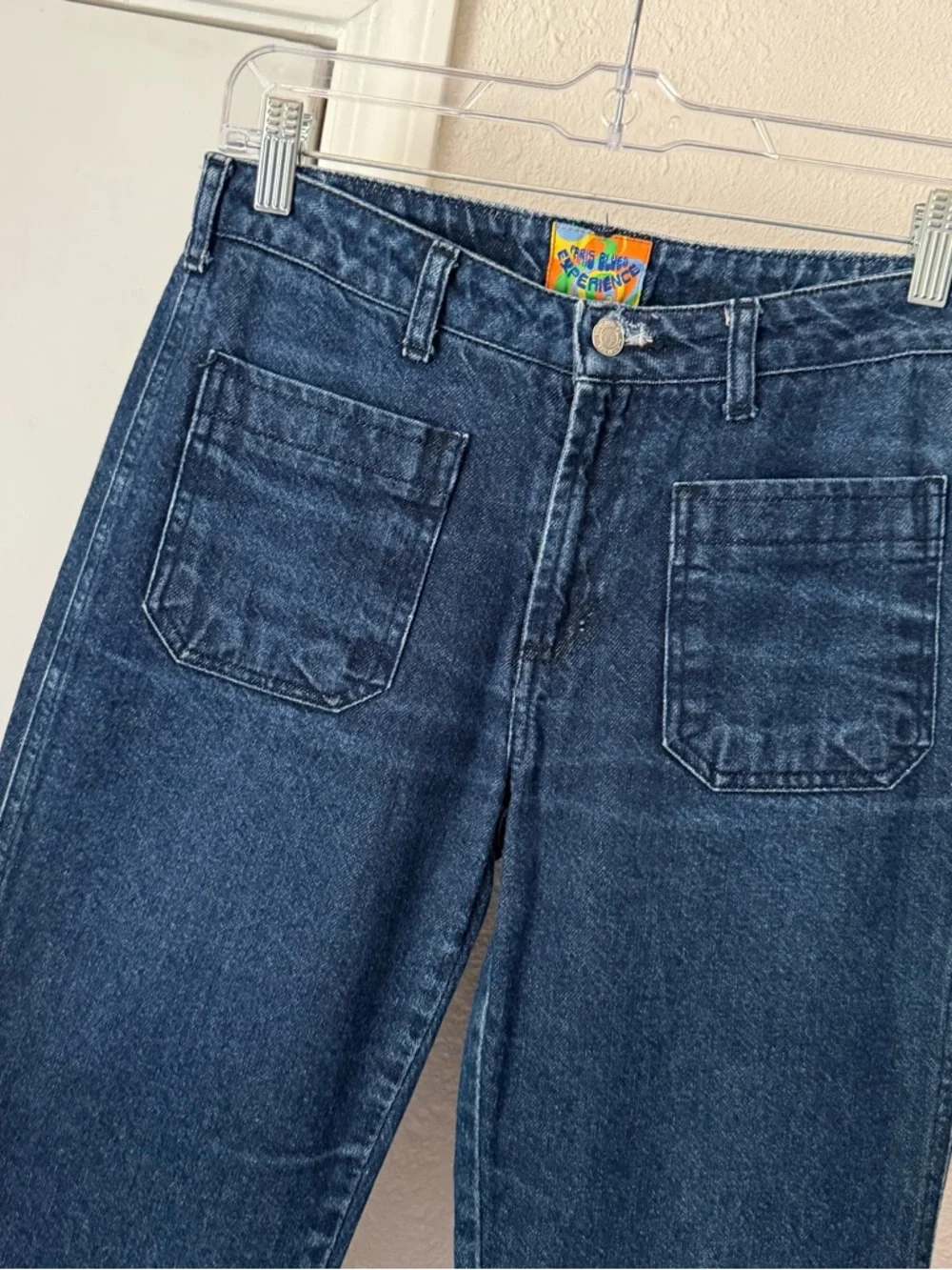 PARIS BLUES vintage dark‎ blue denim bootcut flare cotton jeans